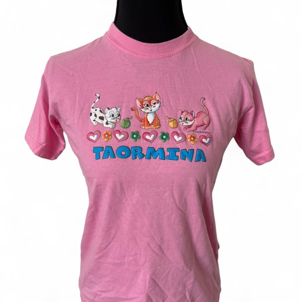 rare y2k Taormina cat graphic baby tee